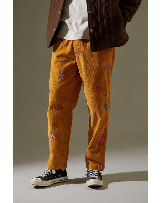 Urban Outfitters Uo Embroidered Varsity Letter Corduroy Beach Pant in Yellow  for Men | Lyst Canada