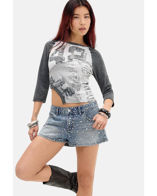 The Ragged Priest Blue The Raggest Priest Glare Studded Mini Shorts