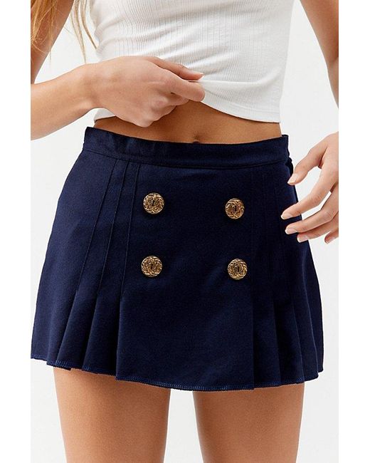 Urban Renewal White Remade Button Pleated Micro Mini Skirt