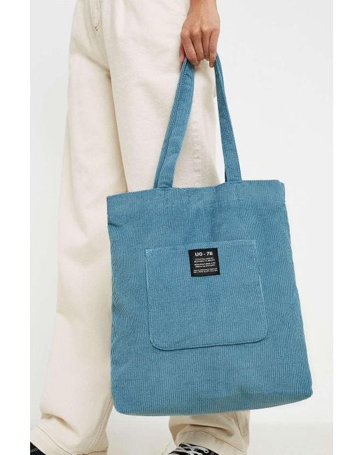 Urban Outfitters Blue Uo Corduroy Pocket Tote Bag