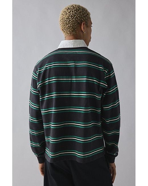 Urban Outfitters Green Uo Striped Long Sleeve Rugby Tee for men