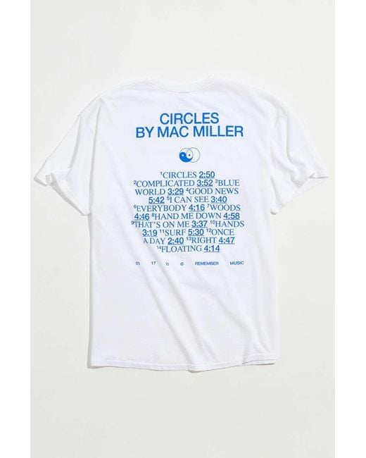 Urban Outfitters White Mac Miller Circles Tracklist Tee for men