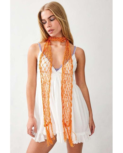 Urban Outfitters Orange Uo Sequin Open Weave Scarf
