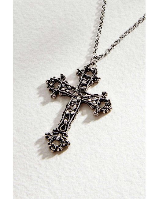 Silence + Noise Metallic Silence + Noise Ornate Cross Chain Necklace