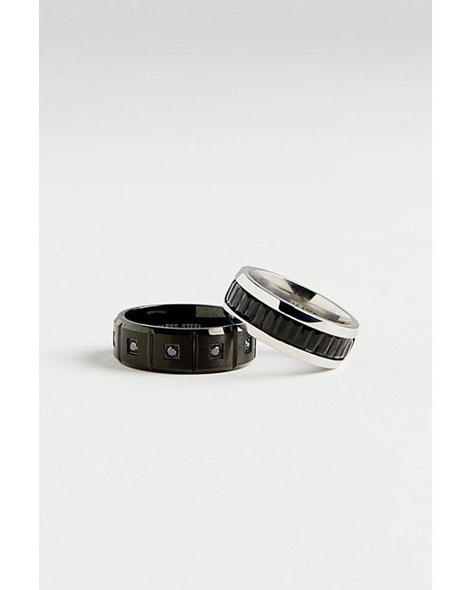 Urban Outfitters Black Rubio Stainless Steel Ring Set for men