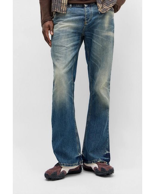 Jaded London Jude Blue Mid Wash Bootcut Jeans for men
