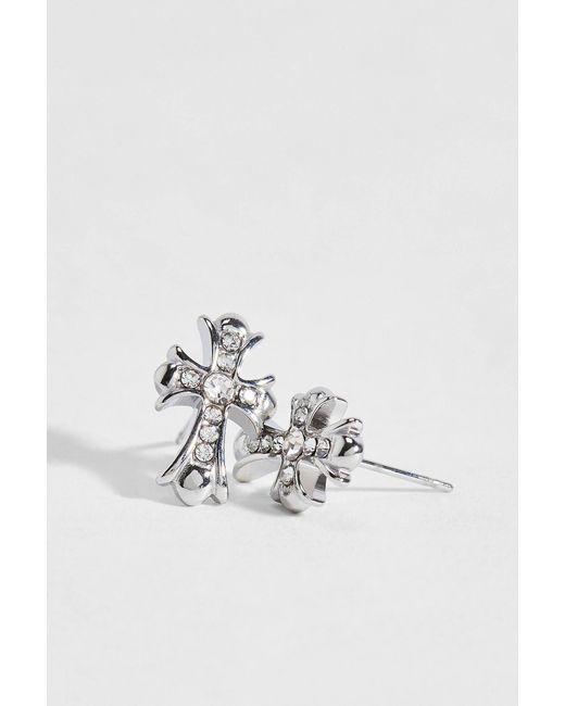 Bohomoon White Lillie Cross Stud Earrings