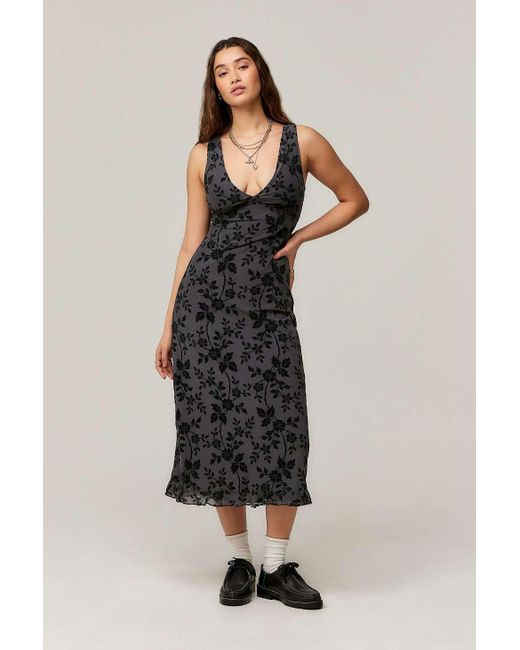 Motel Uo Exclusive Gabriella Midi Dress in Black | Lyst UK
