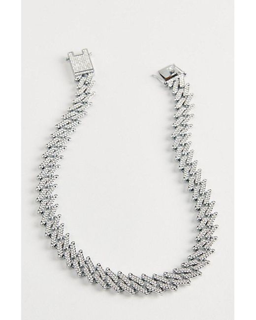 Urban Outfitters White Iced Razor Chain Necklace for men