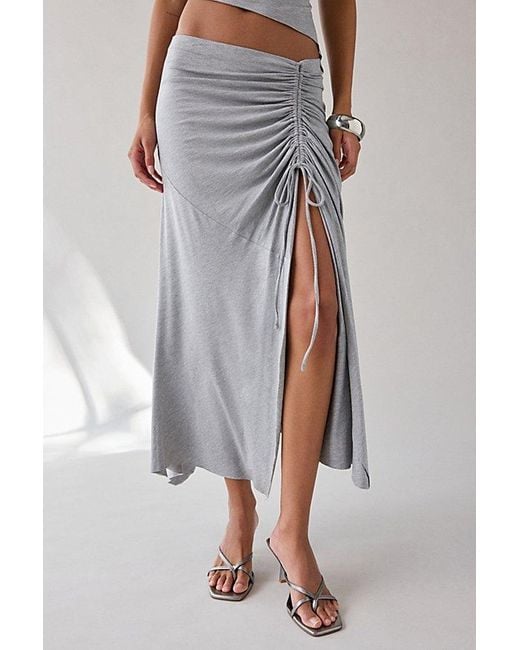 Urban Outfitters White Uo Avalon Asymmetric Jersey Knit Skirt 2-Piece Set