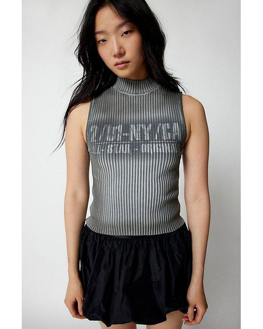 Urban Outfitters Blue All Stars Ribbed Mock Neck Tank Top