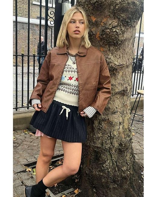 BDG Natural Boxy Dex Faux Leather Jacket