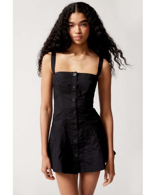 Urban Outfitters Black Uo Teega Button Mini Dress