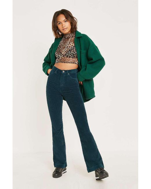 BDG Green Corduroy Flare Trousers