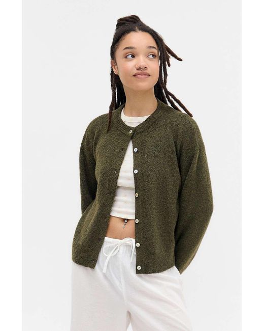 Urban Outfitters Green Uo Miller Crew Cardigan