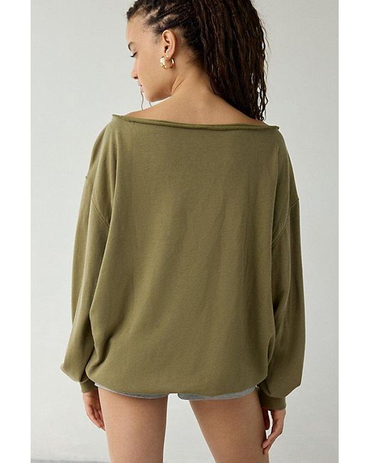 Out From Under Green Ariana Oversized Off-The-Shoulder Sweatshirt