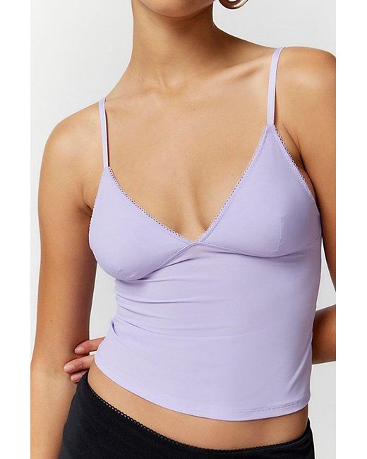 Out From Under Purple Je T'Aime Mesh V-Neck Cropped Cami