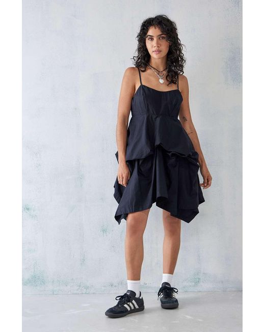 Urban Outfitters Blue Uo Bobby Balloon Ruched Mini Dress