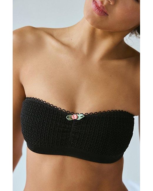 Out From Under Black Piper Pinch-Front Bandeau Bra Top