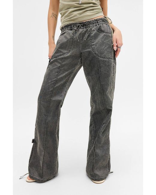 Jaded London Gray Vire Washed Satin Bootcut Cargos