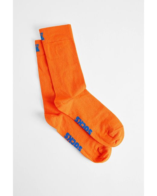 Happy Socks Orange Solid Blue Socks