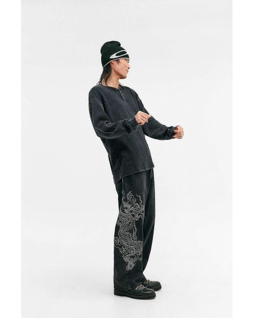 Ed Hardy Black Uo Exclusive Dragon Embroidered Jeans for men