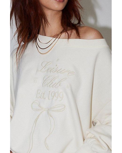 Out From Under White Imani Oversized Off-The-Shoulder Sweatshirt