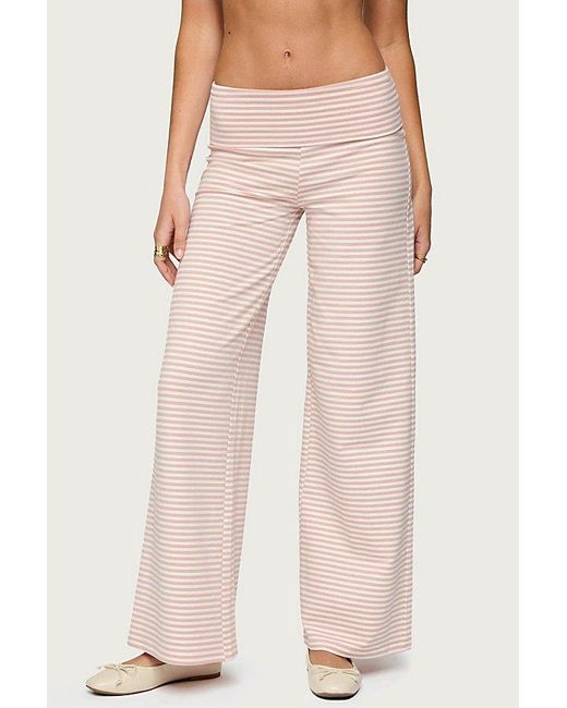 Edikted Pink Lilah Striped Fold Over Pants