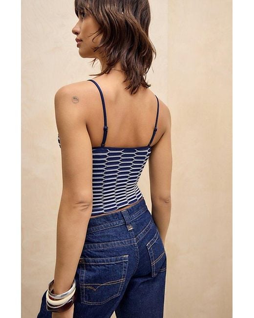 Out From Under Blue Ruched Front Textured Cami
