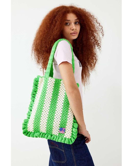 Damson Madder Green Knit Tote Bag