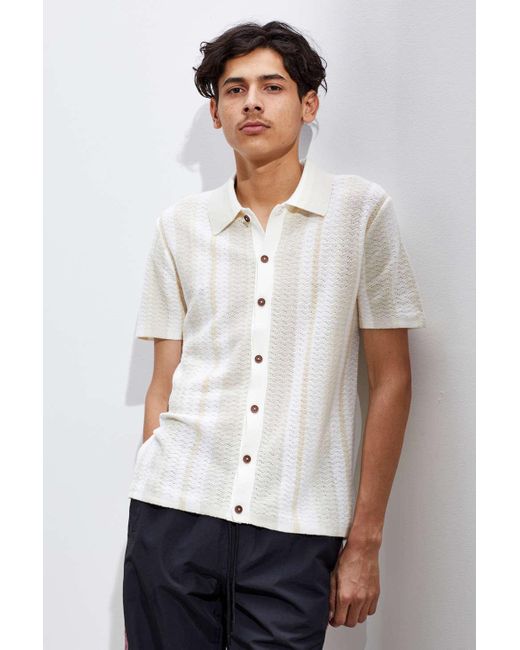 Urban Outfitters White Uo Silas Short Sleeve Button-down Sweater for men