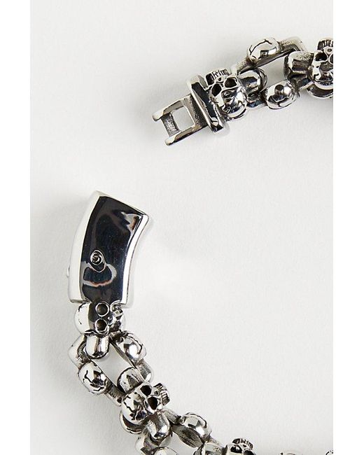 Urban Outfitters Metallic Skull Stainless Steel Chain Bracelet for men