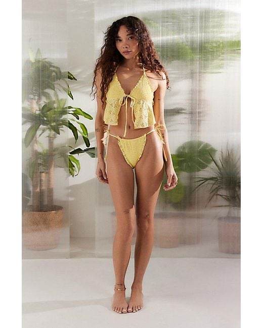 Out From Under Yellow Beach Picnic Babydoll Bikini Top