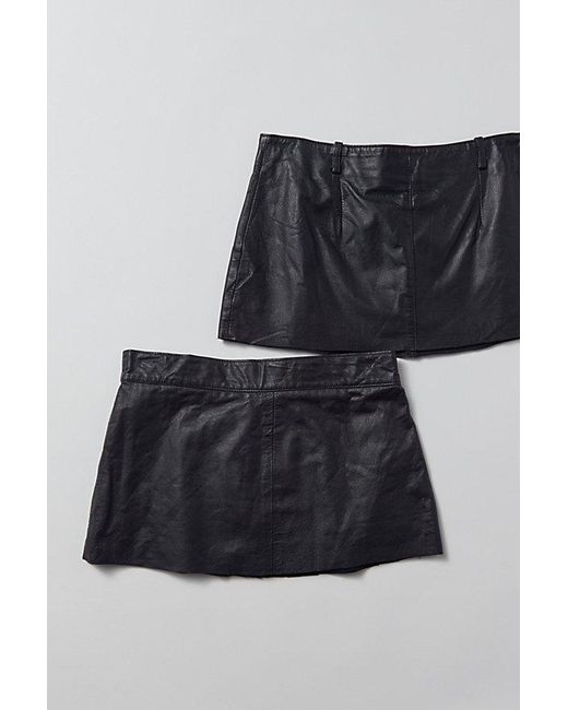Urban Renewal Black Remade Low-Rise Micro Mini Leather Skirt