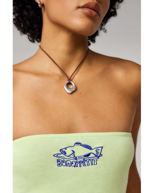 Urban Outfitters Green Uo Bon Appetit Embroidered Bandeau