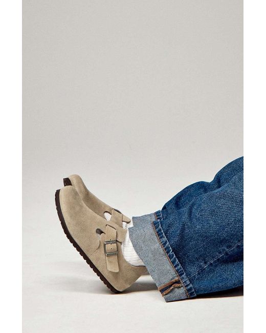 Birkenstock Blue Grey Taupe Suede London Clogs