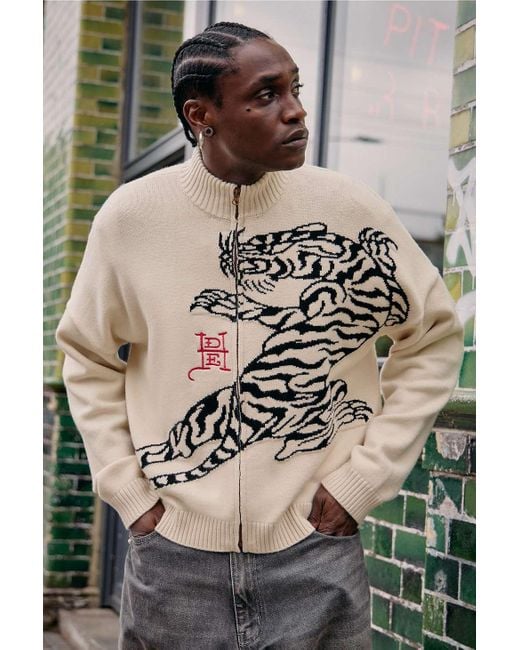 Ed Hardy White Uo Exclusive Tiger Knit Track Top for men