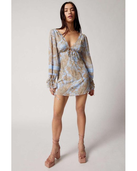 Urban Outfitters Multicolor Uo Charlene Printed Long Sleeve Mini Dress
