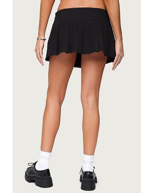 Edikted Black Kore Belt Pleated Denim Micro Skort