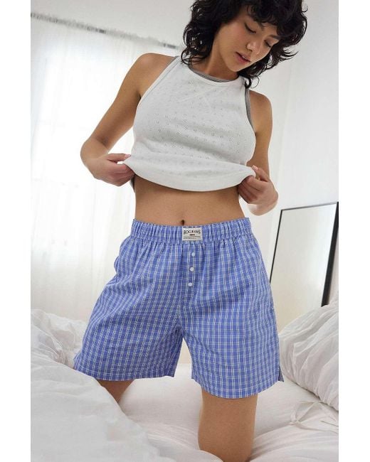 BDG Blue Check Longline Boxer Shorts