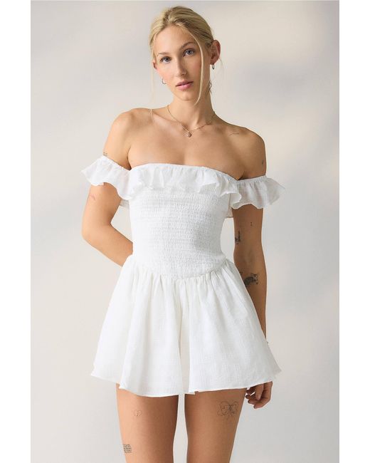 Kimchi Blue White Easy Rider Smocked Romper
