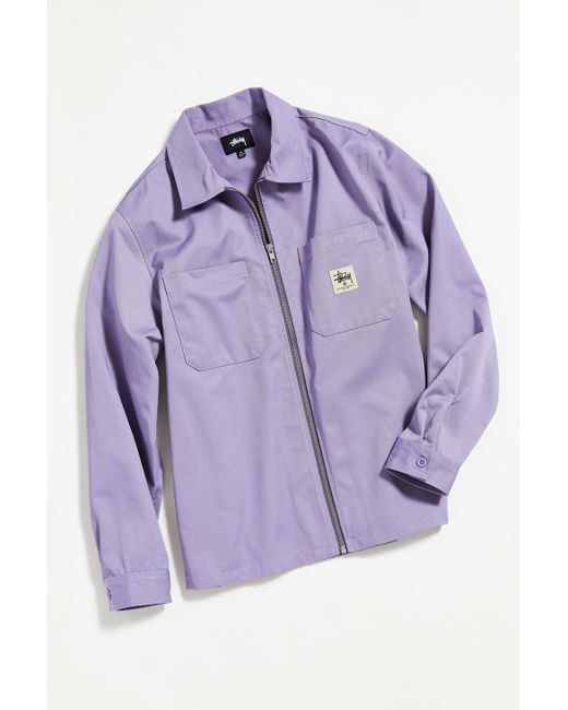 Stussy Purple Zip-up Work Shirt for men