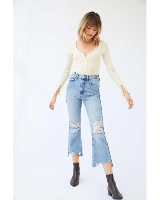 high waisted cropped flare jeans
