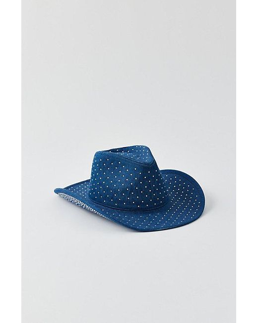 Urban Outfitters Blue Rhinestone Denim Cowboy Hat