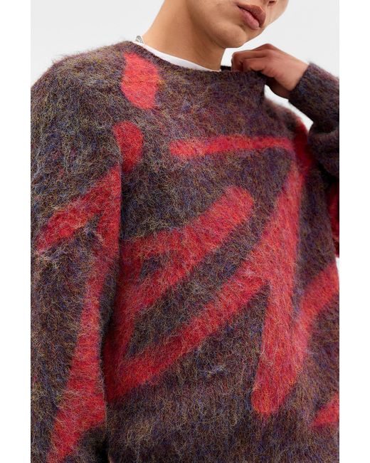 iets frans Red Burgundy Intarsia Knit Jumper for men