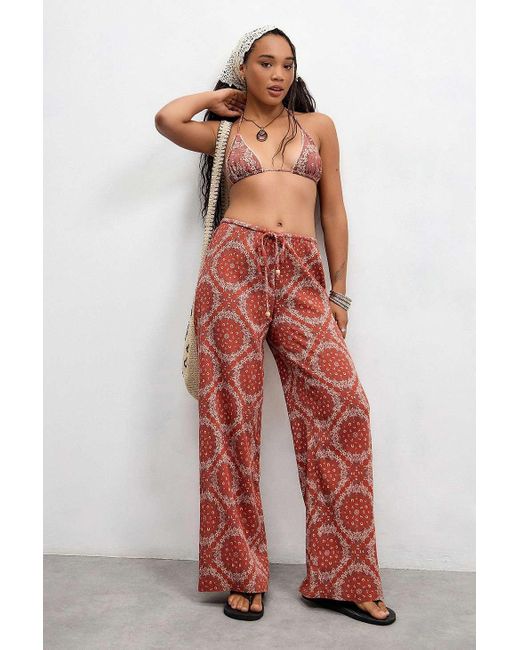 Out From Under Red Ellie Bandana Print Beach Trousers