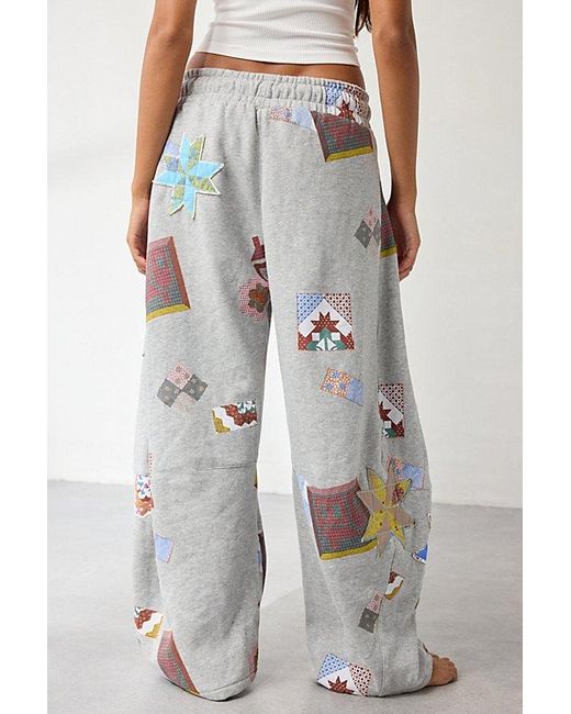 Out From Under Gray Essential Patchwork Graphic Barrel Leg Sweatpant