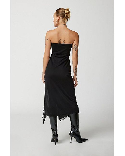 Urban Outfitters Black Uo Samara Mesh Strapless Midi Dress
