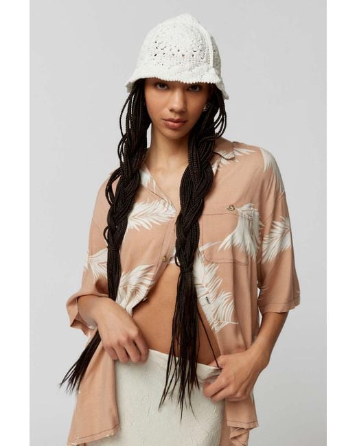 Urban Outfitters Brown Bella Crochet Bucket Hat In Ivory,at