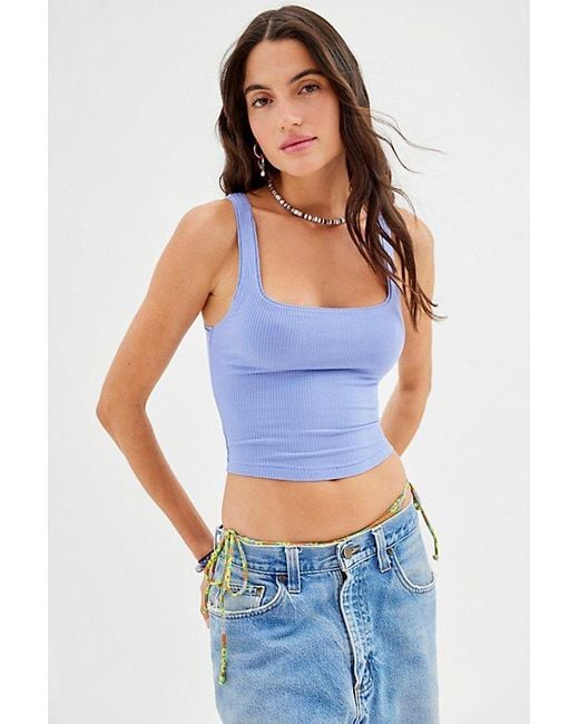 Urban Outfitters Blue Uo Sweet Thing Ribbed Tank Top